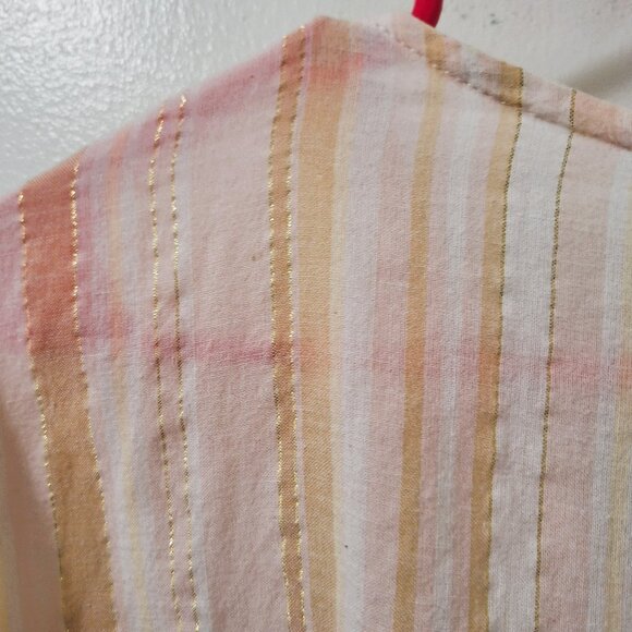 Erica Brooke Coral Beaded Medallion Striped Long Sleeve Top Size 26 - Picture 6 of 13